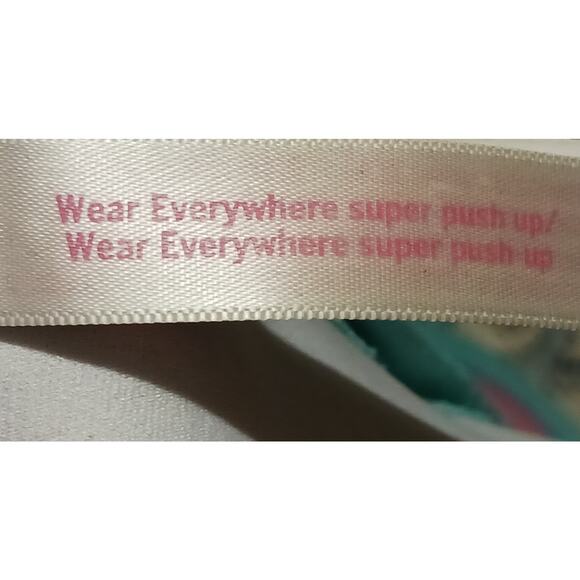 PINK VICTORIA'S SECRET Wear Everywhere Super Push-Up Bra size 34D Teal & Pink - Picture 3 of 5